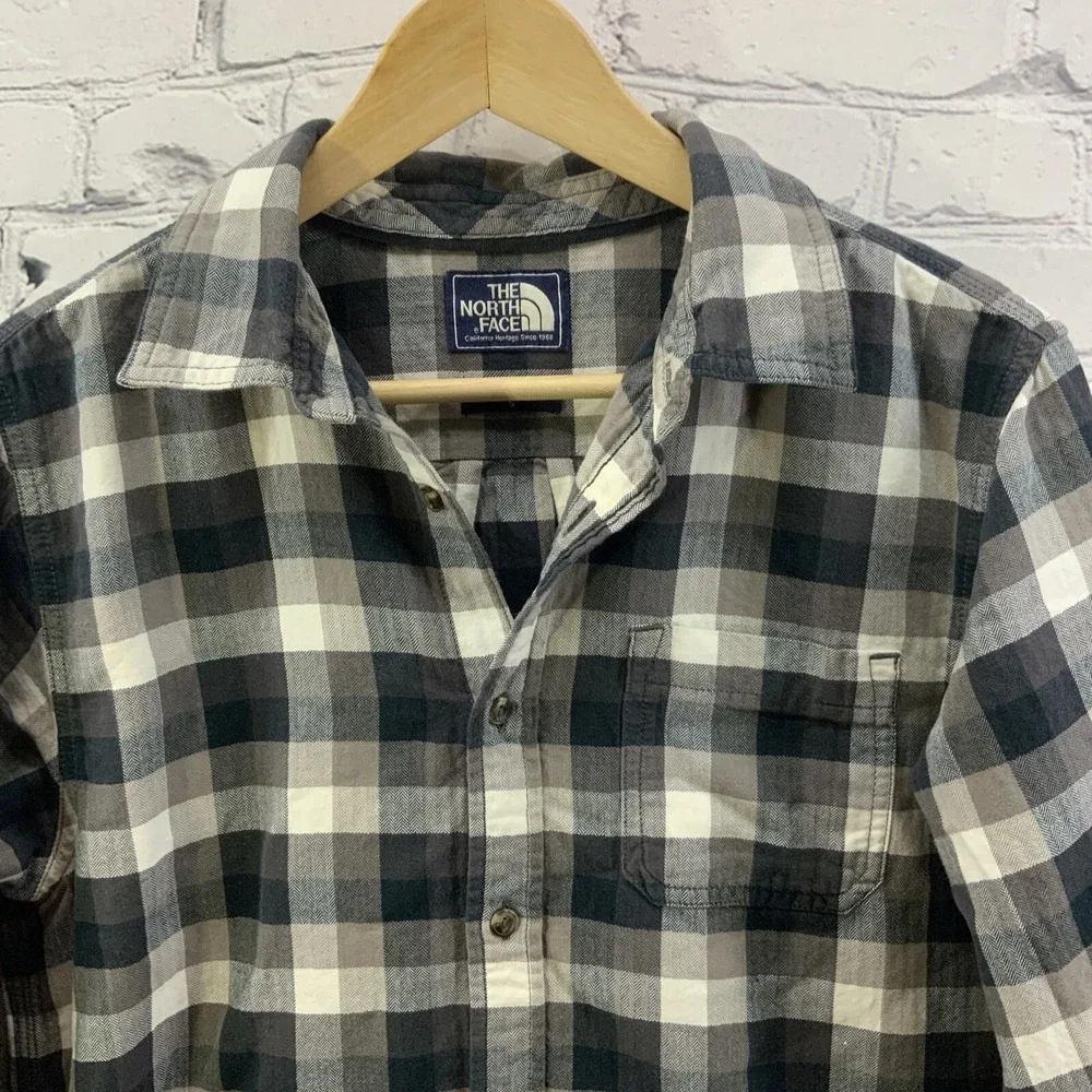 The North Face Button Down Shirt Mens Sz S Black‎ White Plaid